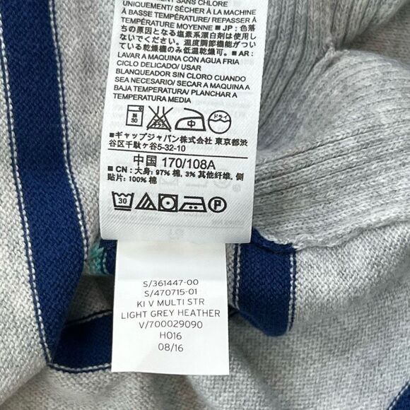 Gap Women's Multi Striped V Neck Pullover Sweater Light Gray Heather Size XL NWT - Picture 8 of 9